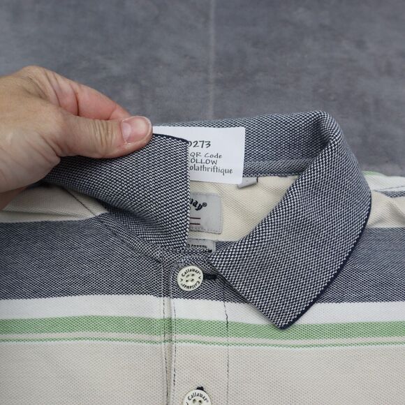 Callaway Shirt Mens L Gray Multicolor Striped Polo Sport Short Sleeve LOGO - Picture 8 of 16